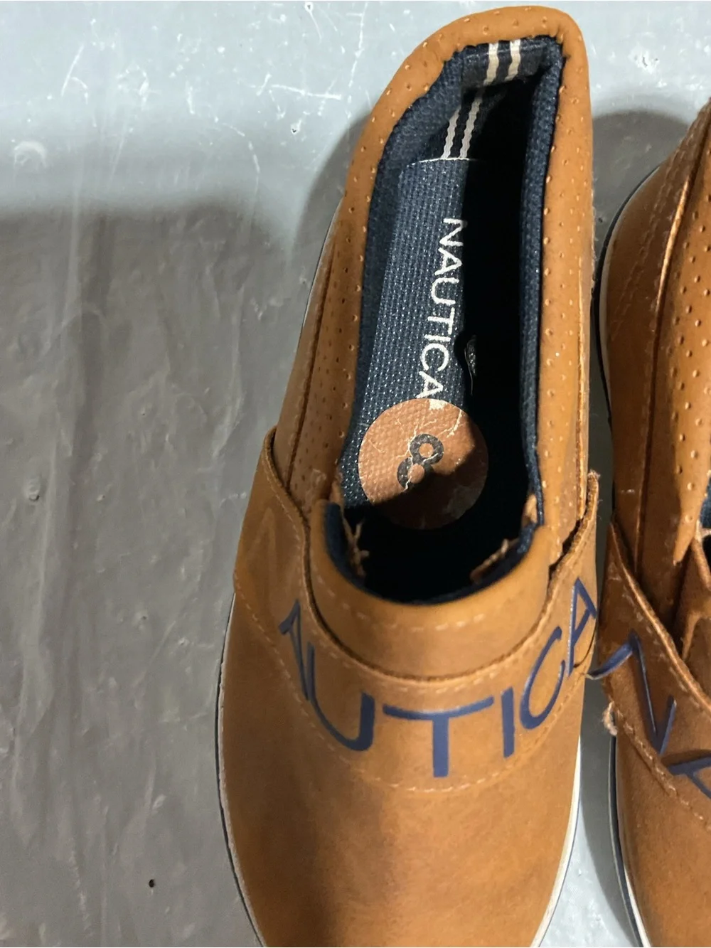 Nautica Men’s Tan Slip-On Loafers with Branded Strap